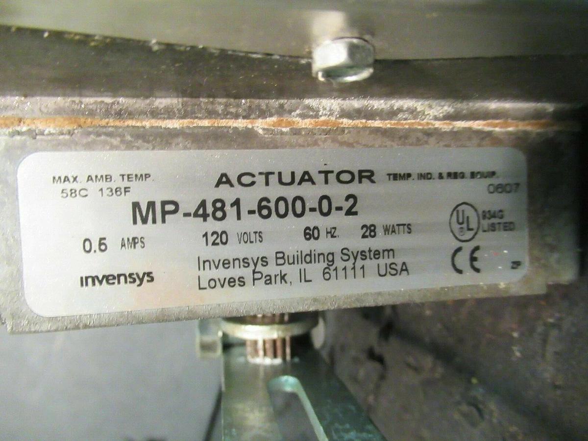 Used INVENSYS HIGH TORQUE ACTUATOR MOTOR MP-481-600-0-2 120 VAC 28 WATTS MP48160002