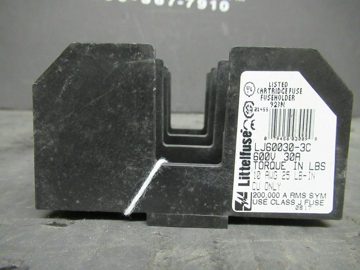 Used LITTELFUSE FUSE HOLDER LJ60030-3C FOR 30 AMP 600 V FUSES **WARRANTY**