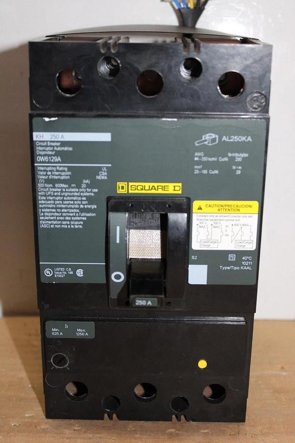 Used SQUARE D CIRCUIT BREAKER OW6129A KH-250A 250 AMP 600 VDC 2-POLE *WARRANTY*