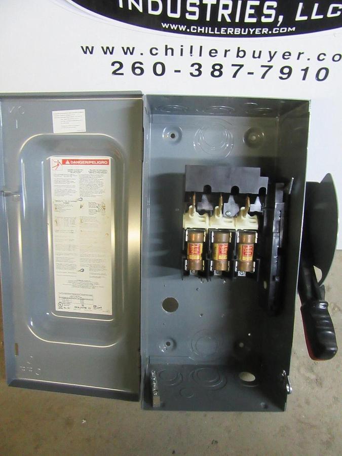 Used SQUARE D HEAVY DUTY SAFETY SWITCH H362 600 VOLT 60 AMP TYPE 1 ENCLOSURE
