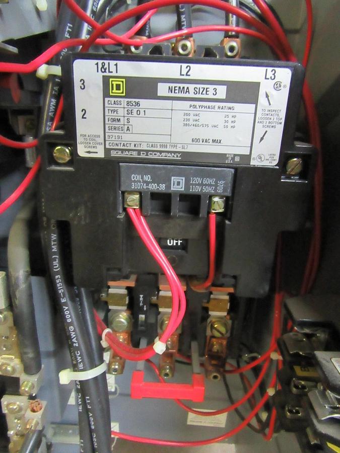 Used SQUARE D MODEL 5 24" MCC BUCKET HU100-3CM5 NEMA SIZ 3 W/ 8536SE01