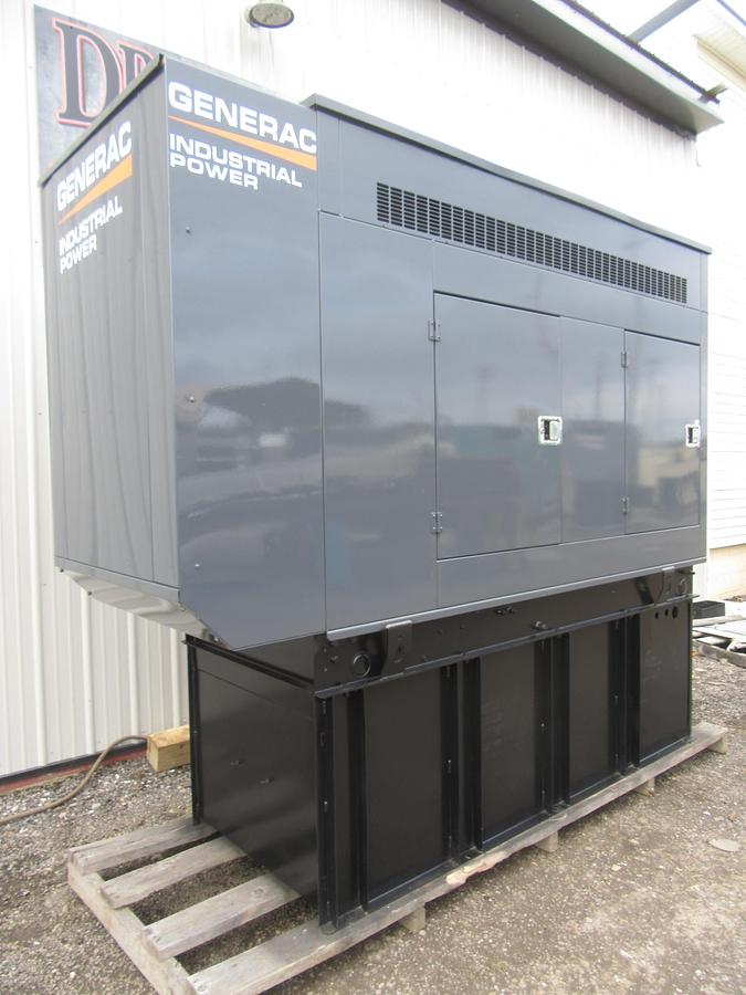 Used 60 KW DIESEL GENERATOR GENERAC 120/240 VOLT ONLY 355 HRS SOUND ENCLOSED VIDEO