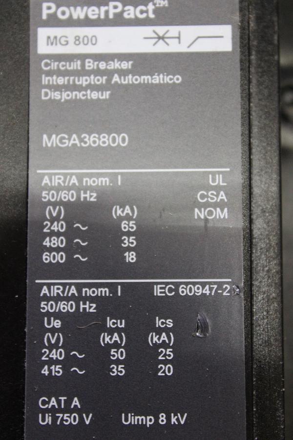 Used SQUARE D I-LINE CIRCUIT BREAKER LA36350 350 AMP 600 VAC 3-POLE