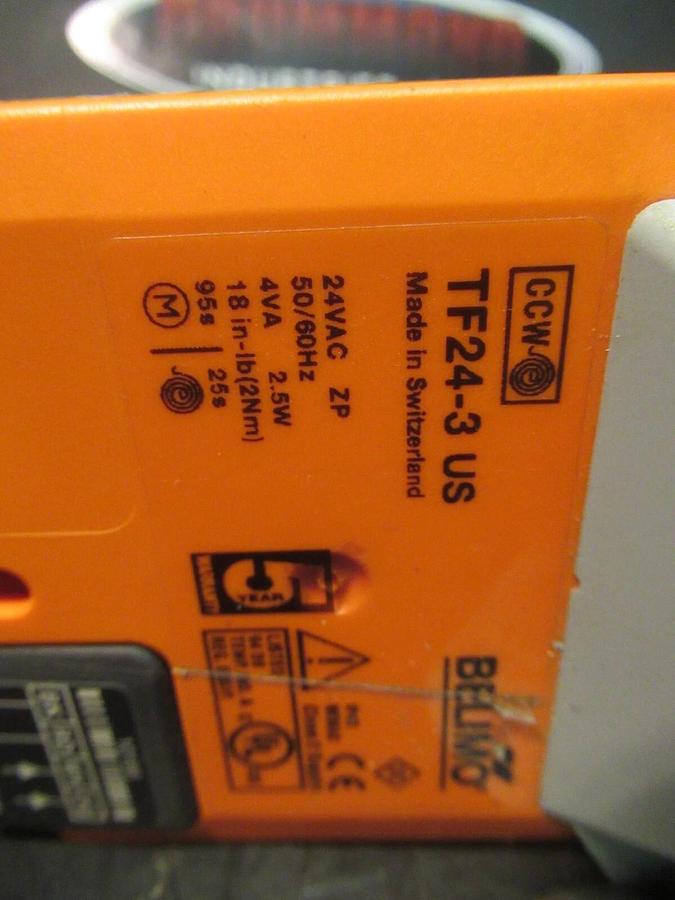 Used BELIMO 3-WAY SPRING ACTUATOR TF24-3 24 VAC 2.5 WATT 600 PSI NEMA 2 CLASS 2
