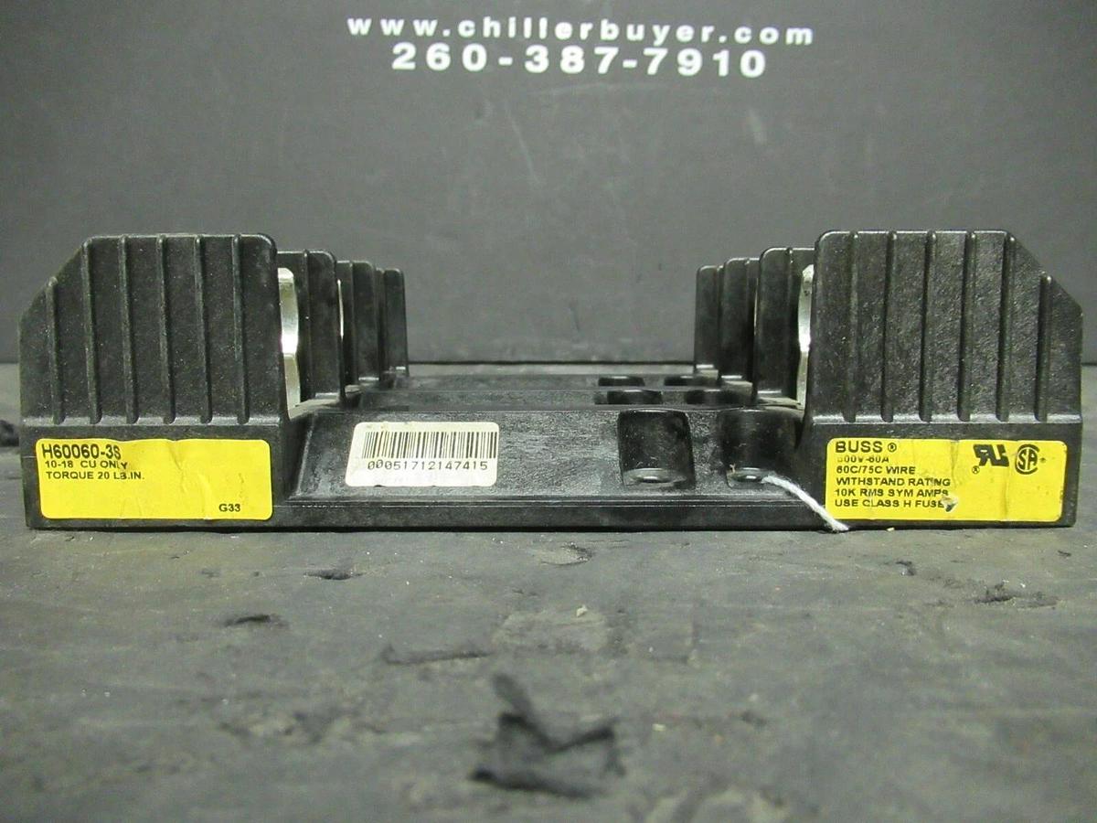 Used BUSSMAN FUSE HOLDER H60060-3S FOR 60 AMP 600 V FUSES **WARRANTY**