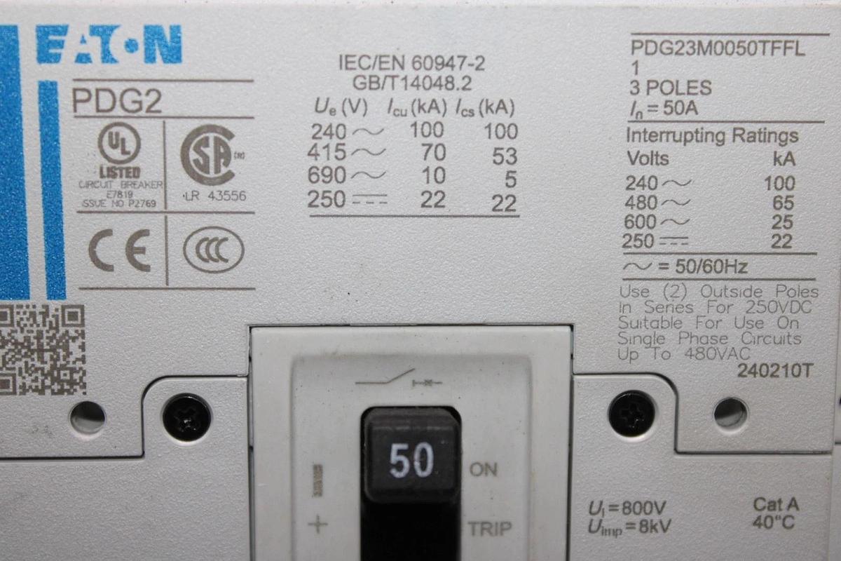 NEW EATON CIRCUIT BREAKER PDG23M0050TFFL 50 AMP 3-POLE 600 VAC *WARRANTY*