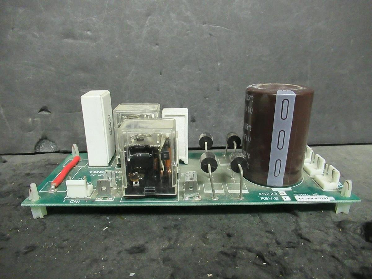 Used TOSHIBA PC MFG FUI 45723 A REV B F 5 AMP 500 VDC RELAY CAPACITOR CIRCUIT BOARD