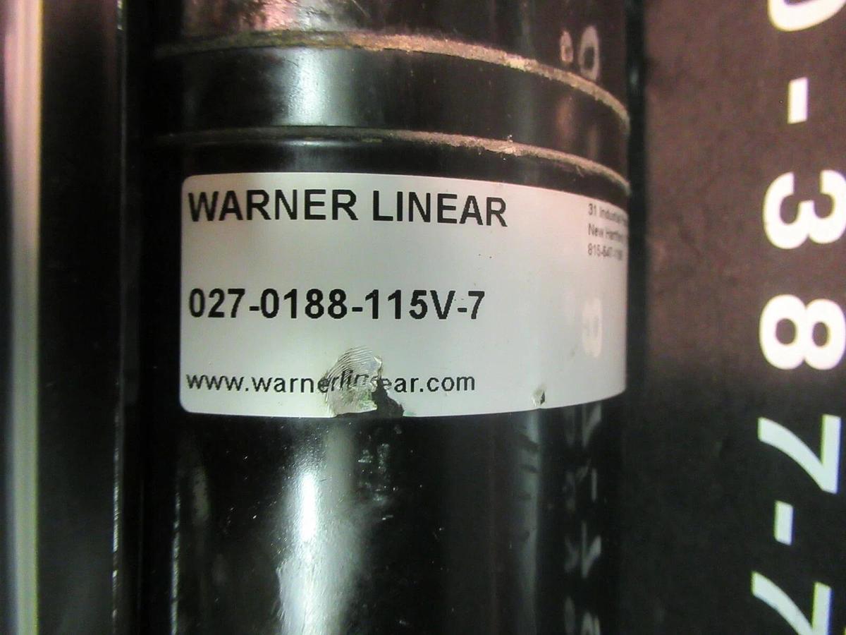 Used WARNER LINEAR B-TRACK SCREW ACTUATOR K2EP1.2G30-115V-BR-06R90 027-0188-115V-7
