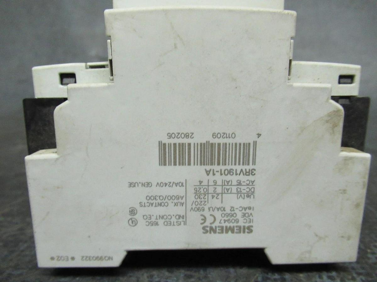 Used SIEMENS MANUAL MOTOR START 3RV1021-1CA10 600V 2.5A 2HP **WARRANTY INCLUDED**