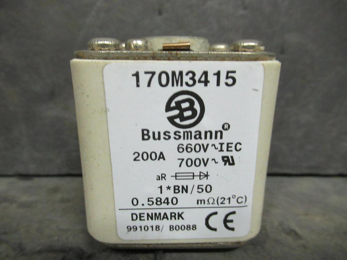 Used (1) EATON BUSSMANN 170M3415 200 AMP 700 VAC 660 V IEC FUSE 1*B/50 WARRANTY