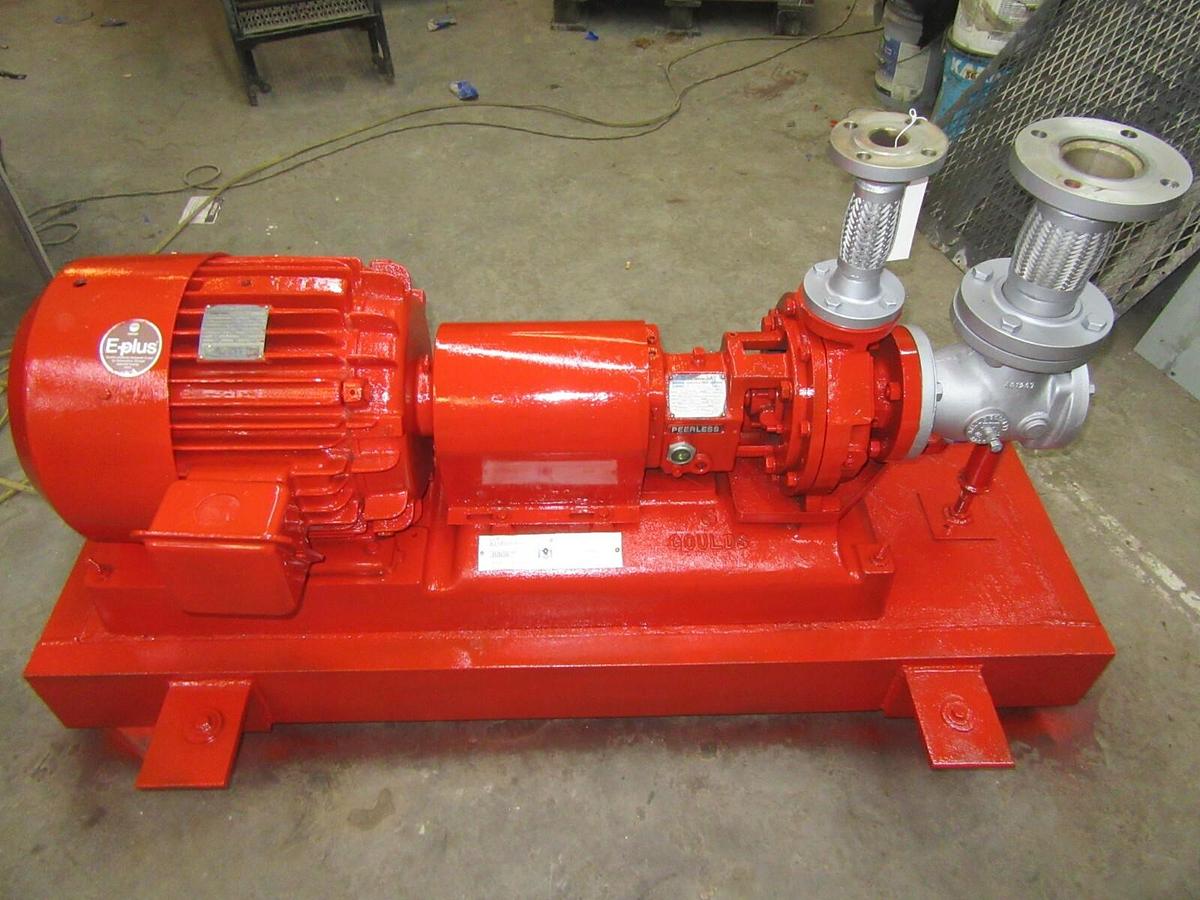 Used 25 HP STERLING PEERLESS 1.5" X 3" CENTRIFUGAL WATER PUMP 316SS 225 GPM 8" IMP