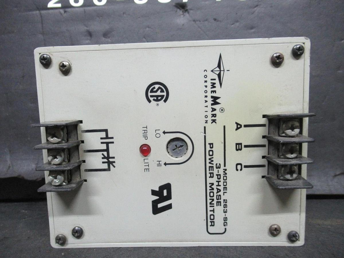 Used TIMEMARK 3-PHASE POWER MONITOR C263-SG 380-480 VAC 3-POLE INPUT: 120 VAC @ 5 AMP