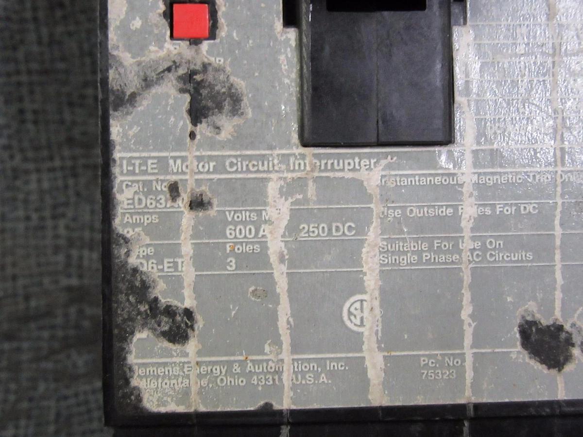 Used SIEMENS ITE CIRCUIT BREAKER 25 AMP 600 VAC 3 POLE MODEL: ED63A025 *WARRANTY*