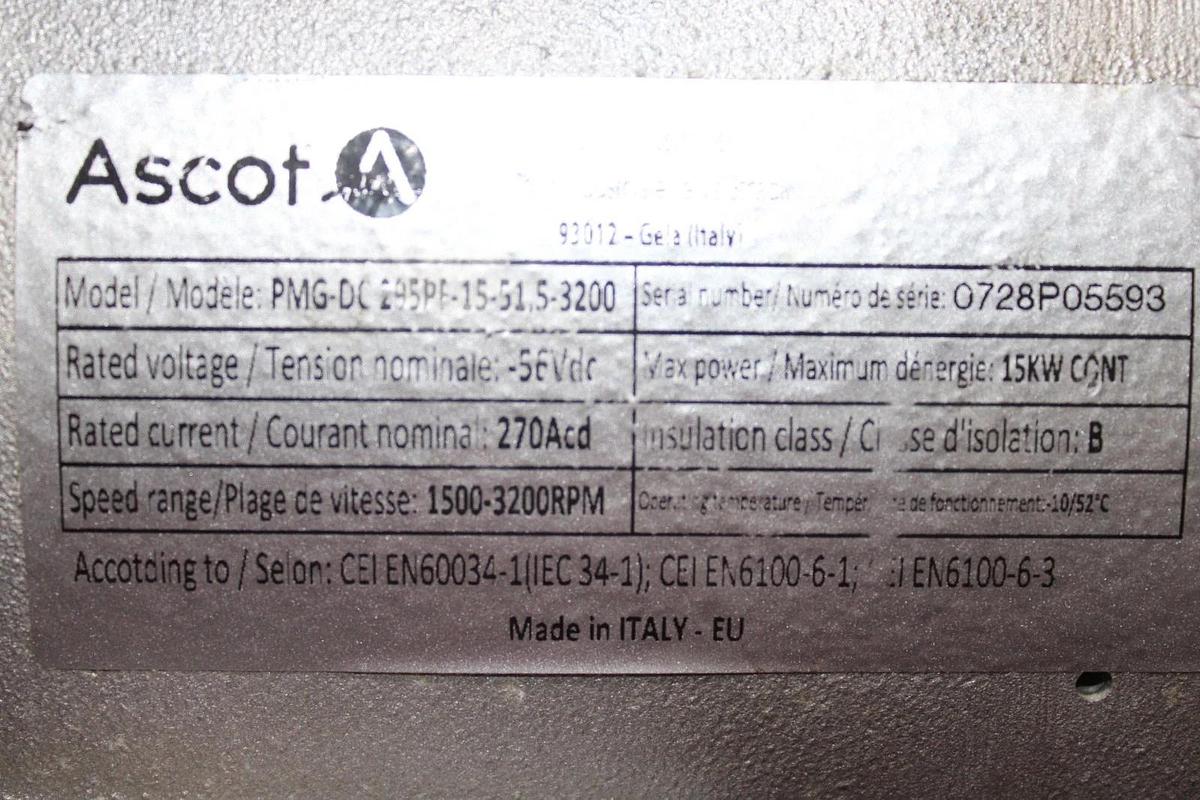 ASCOT DC GENERATOR END PMG-DC-295PF-15-51,5-3200 15 KW 48 VDC 270 AMP