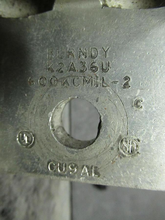 Used (3) QTY BURNDY K2A36U 2 (DOUBLE) BARREL MECHANICAL CONNECTOR LUG TAP 600MCM - 2