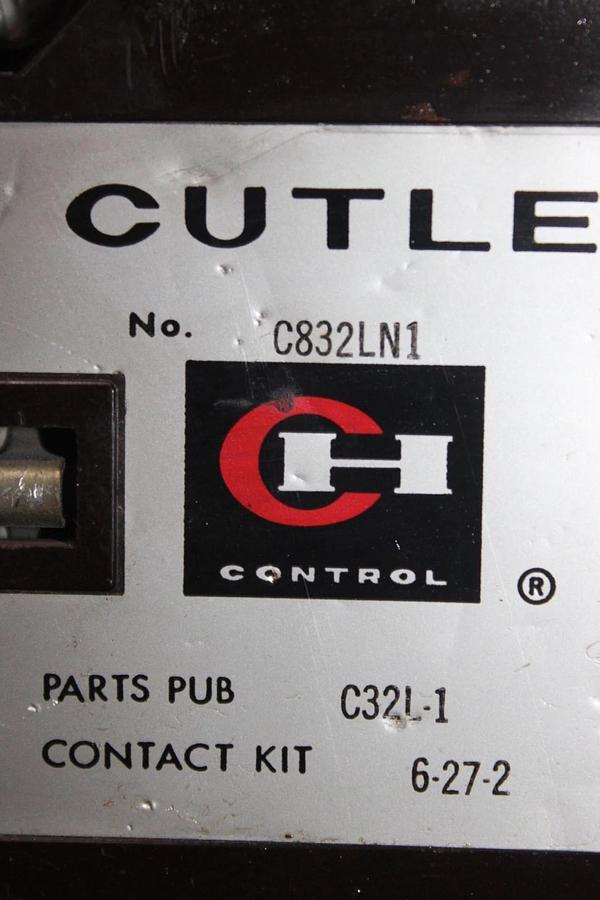 Used CUTLER-HAMMER CONTACTOR C832LN1 350 AMP 600 VAC 3-PHASE COIL: 120 VOLT