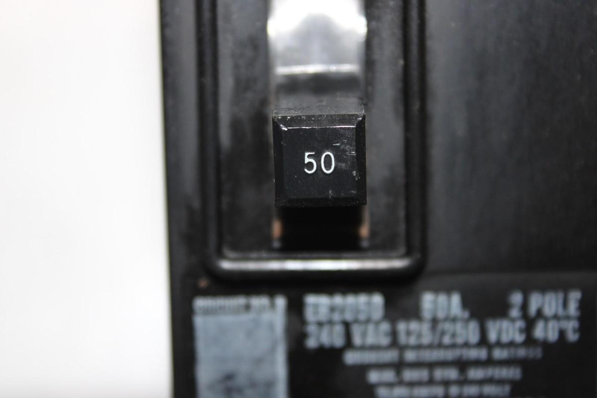 Used WESTINGHOUSE CIRCUIT BREAKER EB2050 50 AMP 2-POLE 240 VAC 4990D03G24