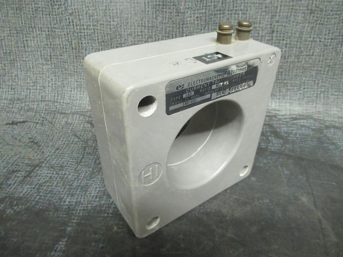 Used ELECTROMAGNETIC INDUSTRIES CURRENT TRANSFORMER 180-401 RATIO: 400:5A 25-400 HZ