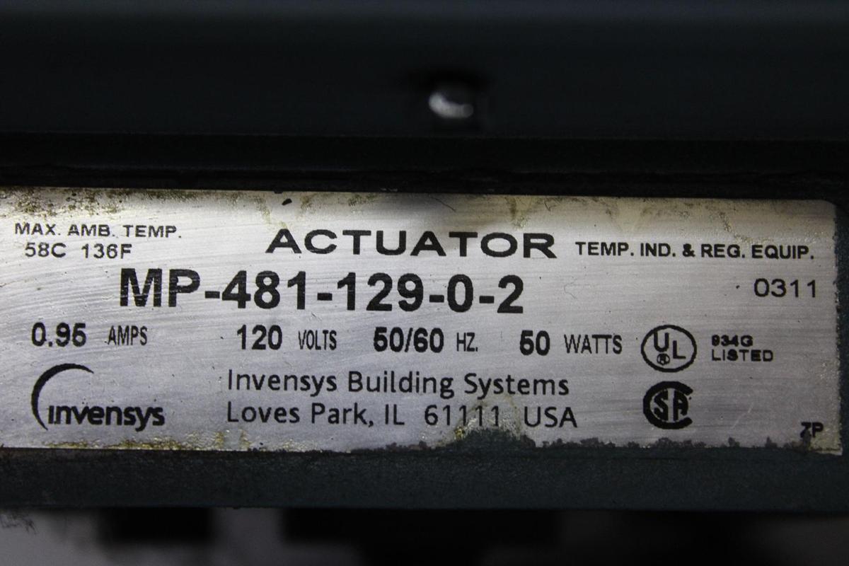 Used INVENSYS ACTUATOR MP-481-129-0-2 0.95 AMP 120 VOLT 50 WATT 50/60 HZ