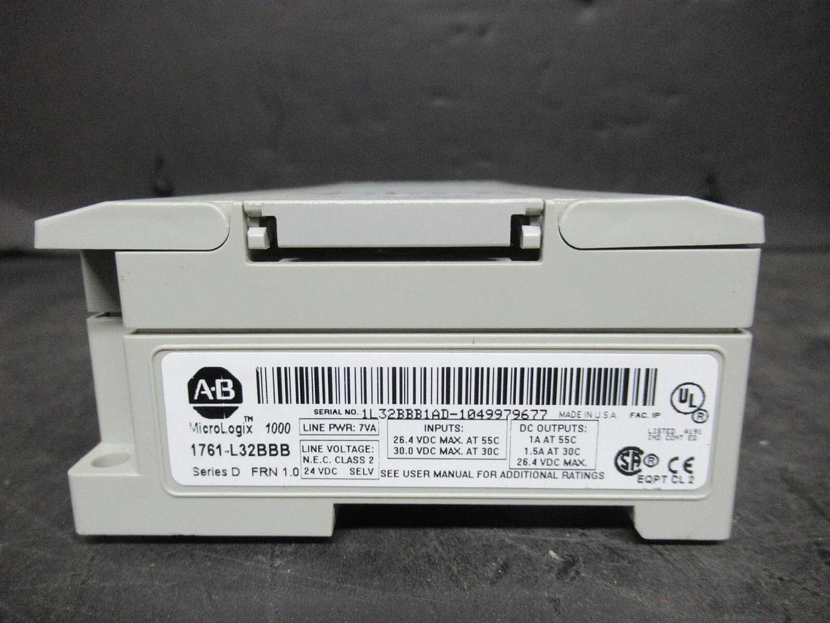 Used ALLEN BRADLEY MICROLOGIX1000 1761-L32BBB SER. D 30 VDC 1.5 AMP **WARRANTY**
