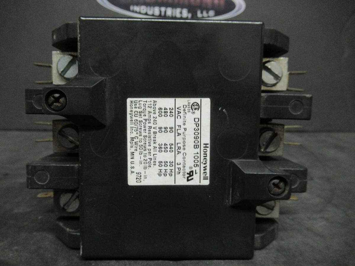 Used HONEYWELL CONTACTOR DP3090B-1005 90 AMP 112 AMP/RES 600 VAC 50 HP
