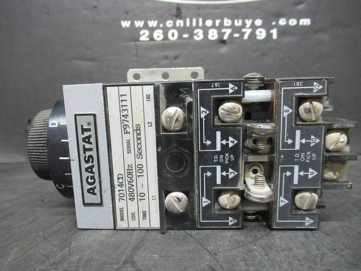 Used AGASTAT TIME DELAY RELAY 10-100 SECONDS 7014CD 480 VOLT VOIL 600 VAC 10 AMP