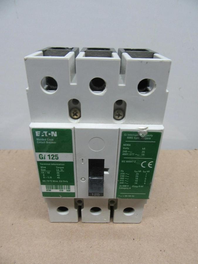 Used CUTLER HAMMER CIRUIT BREAKER GI 125 125 AMP 3-POLE 480/277 VAC **WARRANTY**