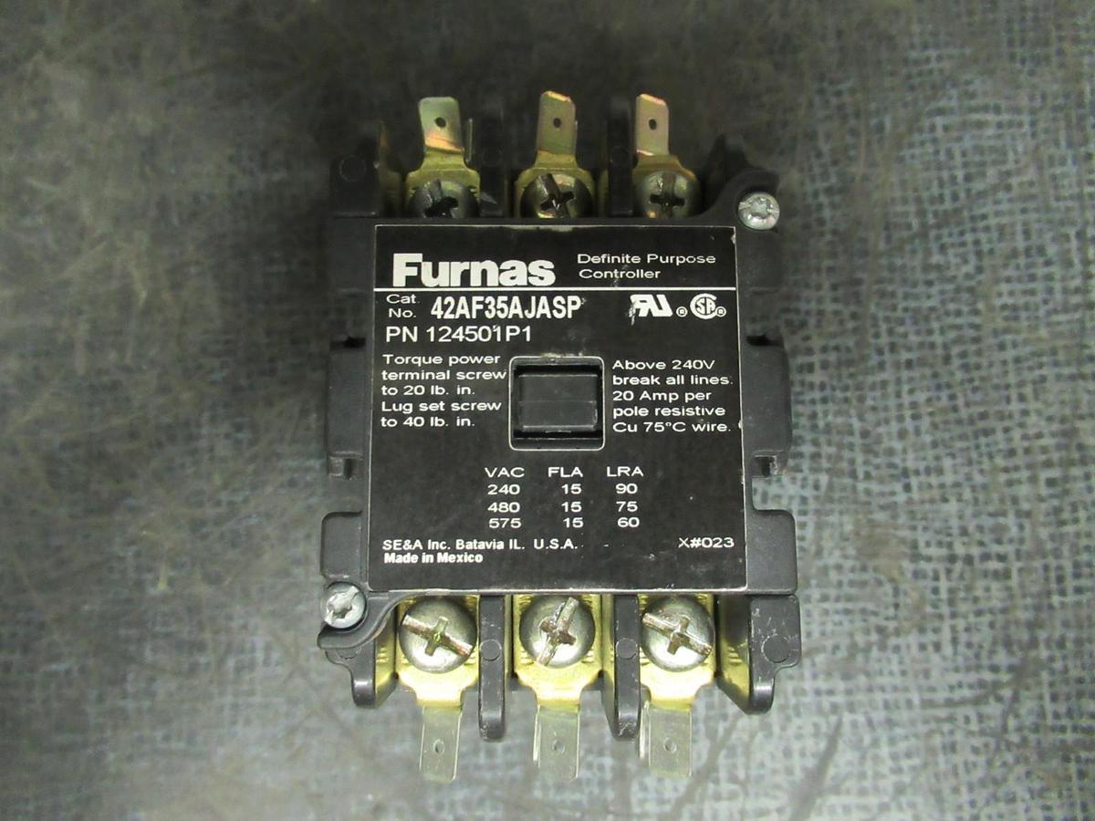Used FURNAS DEFINITE PURPOSE CONTACTOR 42AF35AJASP 15 AMP 600V 124501P1
