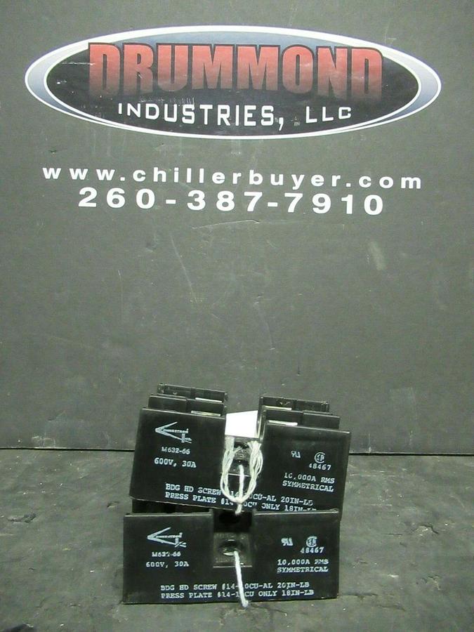 Used LOT OF 2 CONNECTRON FUSE HOLDER M632-66 FOR 30 AMP 600 V FUSES