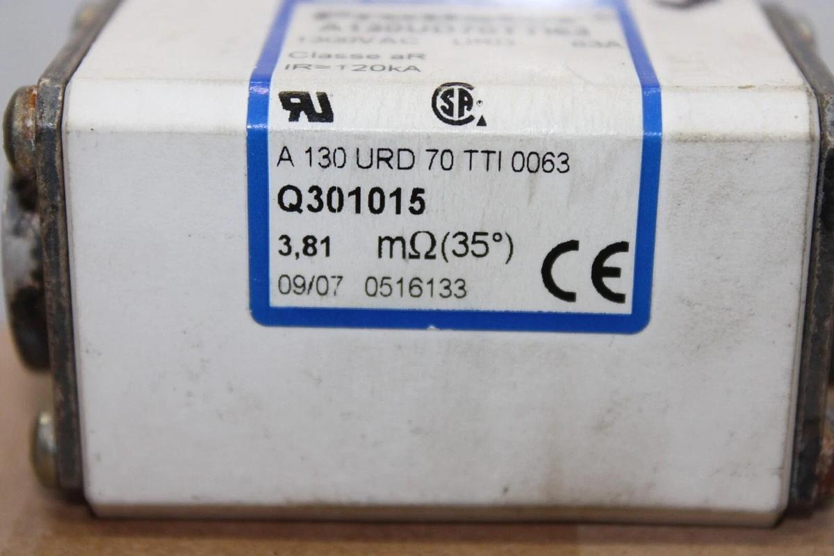 Used FERRAZ SHAWMUT PROTISTOR FUSE 1300 VAC 63 AMP A130UD70TTI63 **WARRANTY**
