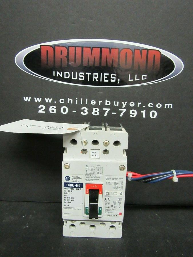 Used 30 AMP ALLEN BRADLEY BREAKER 140U-H6C3-C50 SER. B 3 POLE 480 VAC **WARRANTY**