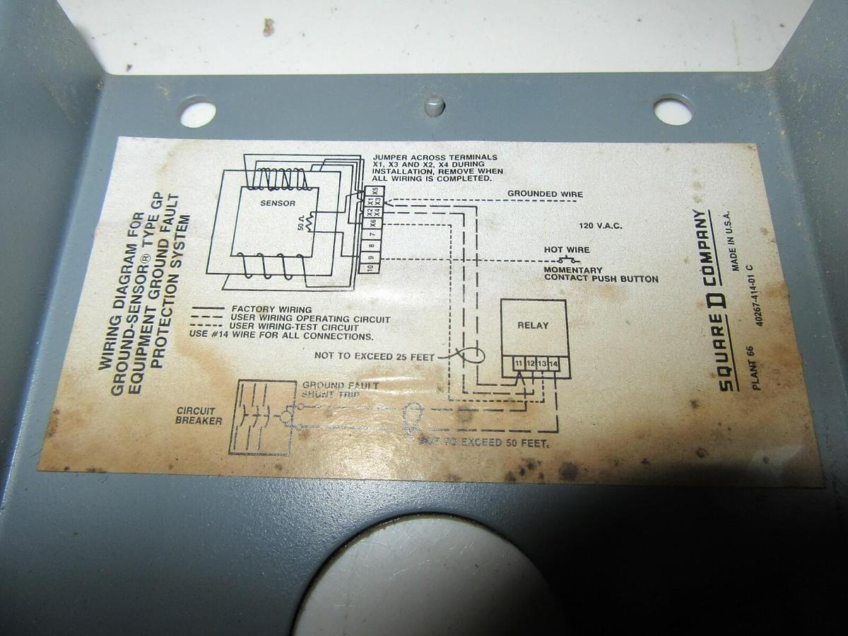 Used SQUARE D GP-200B TYPE GP GROUND FAULT RELAY 24 VAC INPUT 200 - 1200 AMPS SENSOR