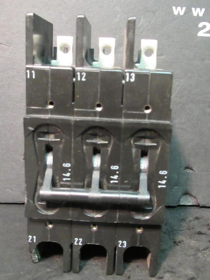 Used AIRPAX 3 POLE 14.6 AMP BREAKER 480 VAC 219-3-2600-537 HH83XB537-B 16.8 MAX AMPS