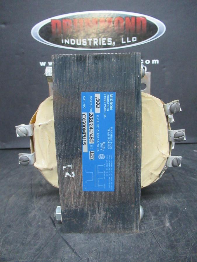 Used MICRON ELECTRONICS TRANSFORMER CX500MPU15 500 VA PRI: 208-480 VAC SEC: 120 VAC
