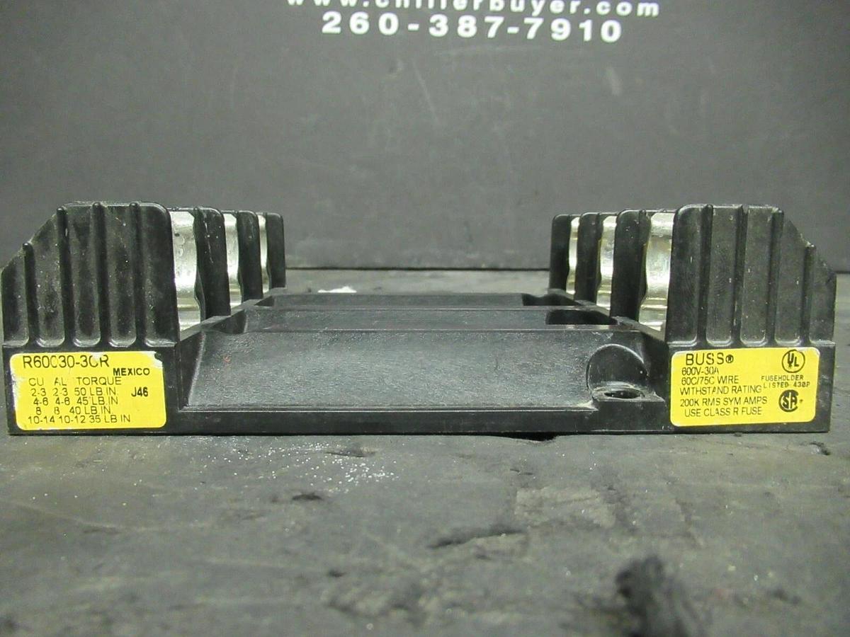 Used BUSSMAN FUSE HOLDER R60030-30R FOR 30 AMP 600 V CLASS R FUSES **WARRANTY**
