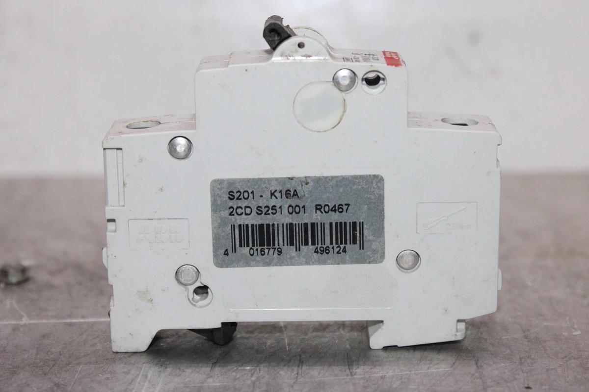 Used ABB CIRCUIT BREAKER S-201-K-16-A 230/400 VAC 16 AMP 1-POLE *WARRANTY*