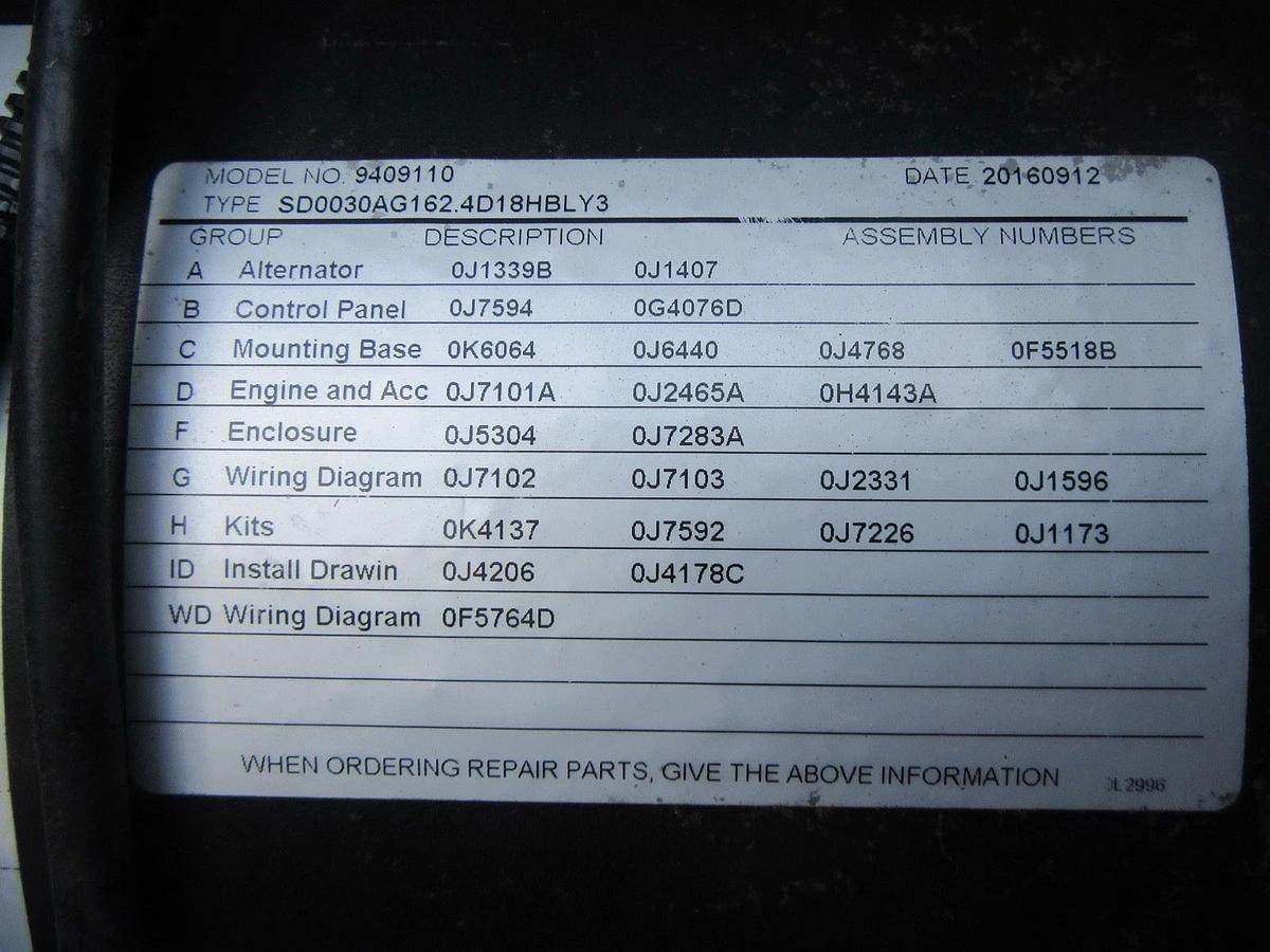 Used 30 KW DIESEL GENERATOR GENERAC 120/240 VOLT ONLY 305 HRS SOUND ENCLOSED VIDEO