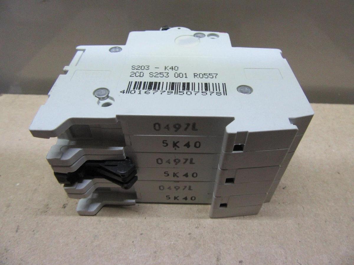 Used LOT OF 3 ABB S203-K40A 400 VOLT 40 AMP 3-POLE **WARRANTY INCLUDED**