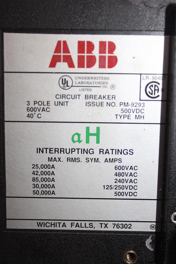 SIEMENS HACR CIRCUIT BREAKER 3VA5215-5EC31 150 AMP 600 VAC 3-POLE