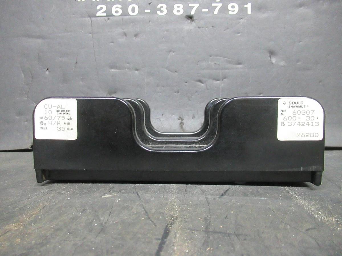 Used GOULD SHAWMUT 2-POLE FUSE HOLDER 600 VOLT 30 AMP FOR H OR K TYPE FUSES