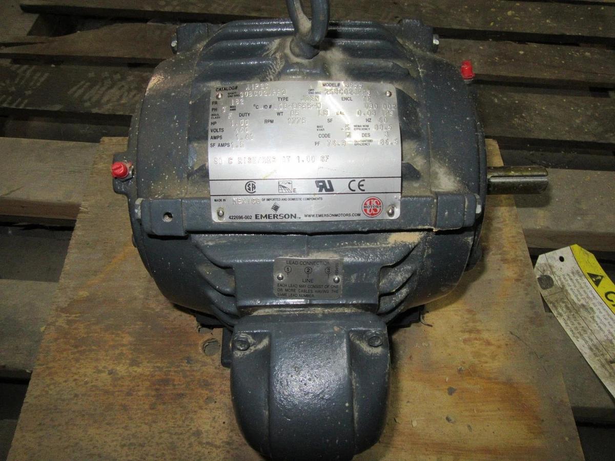 Used EMERSON INVERTER MOTOR A1P2C FRAME 182 ENCL TE 3PHASE 1775RPM 1HP 460V 1.4A 60HZ