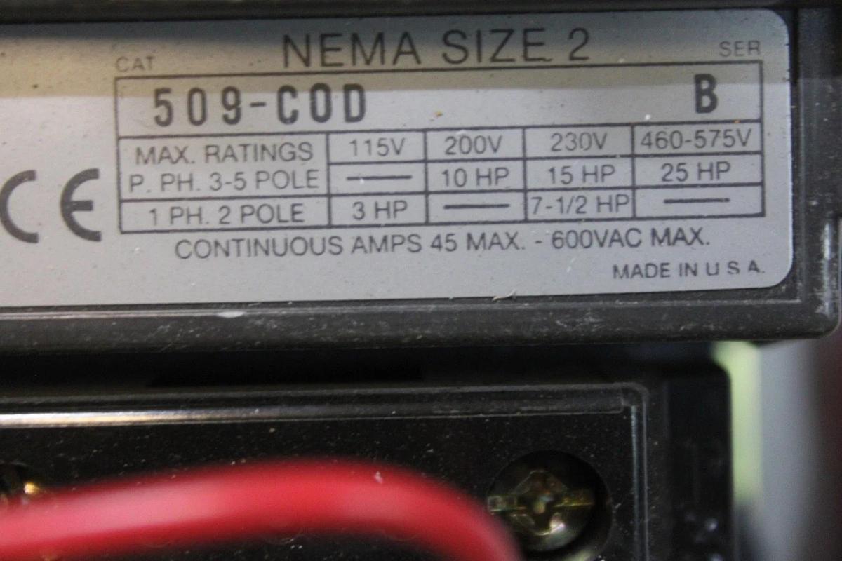 Used SIEMENS NEMA 1 ENCLOSED COMBINATION STARTER W/ SIZE 2 509-C0D STARTER