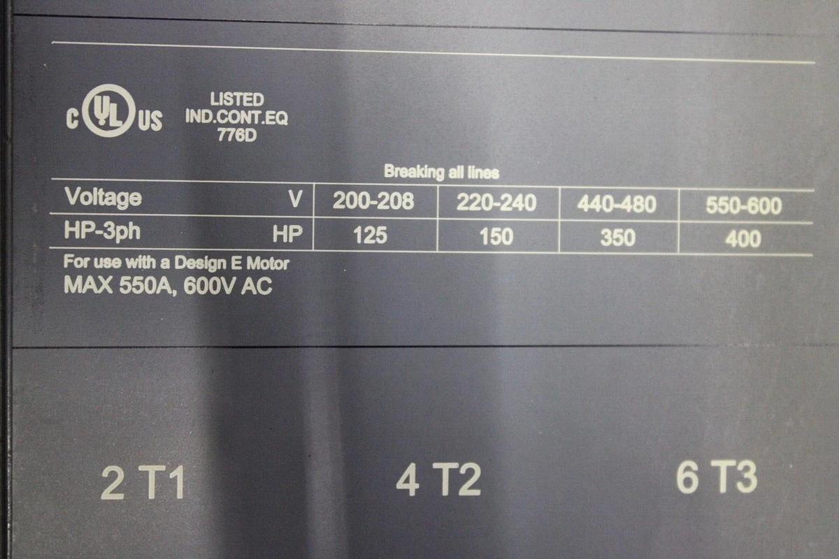 Used ABB CONTACTOR AF400-30 550 AMP 600 VAC 400 HP 3-PHASE COIL: 100-250 VOLT