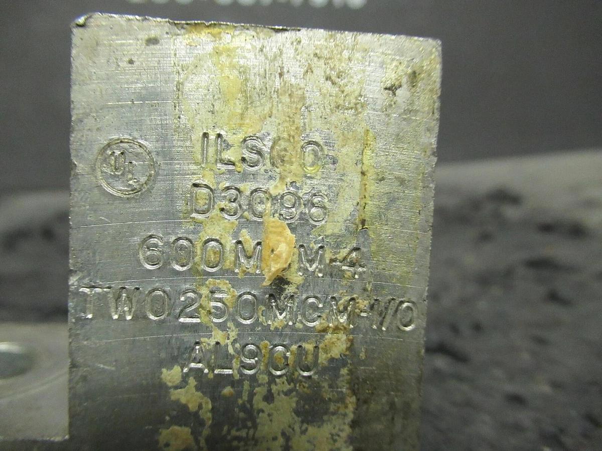 Used (6) QTY ILSCO D3096 1 (SINGLE) BARREL MECHANICAL CONNECTOR LUG TAP 600 MCM - 4