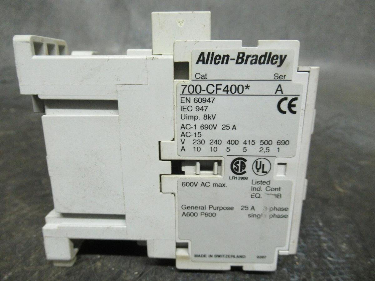 Used 25 AMP ALLEN BRADLEY CONTACTOR 700-CF400* 600 VAC 3 POLE **WARRANTY**