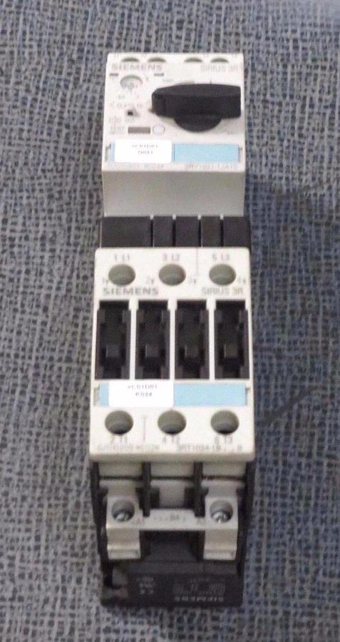 Used SIEMENS SIRIUS 3R STARTER 7-10 AMP 3RV1021-1JA15 W/ 3RT1024-1B & 3RT1926-1BB00