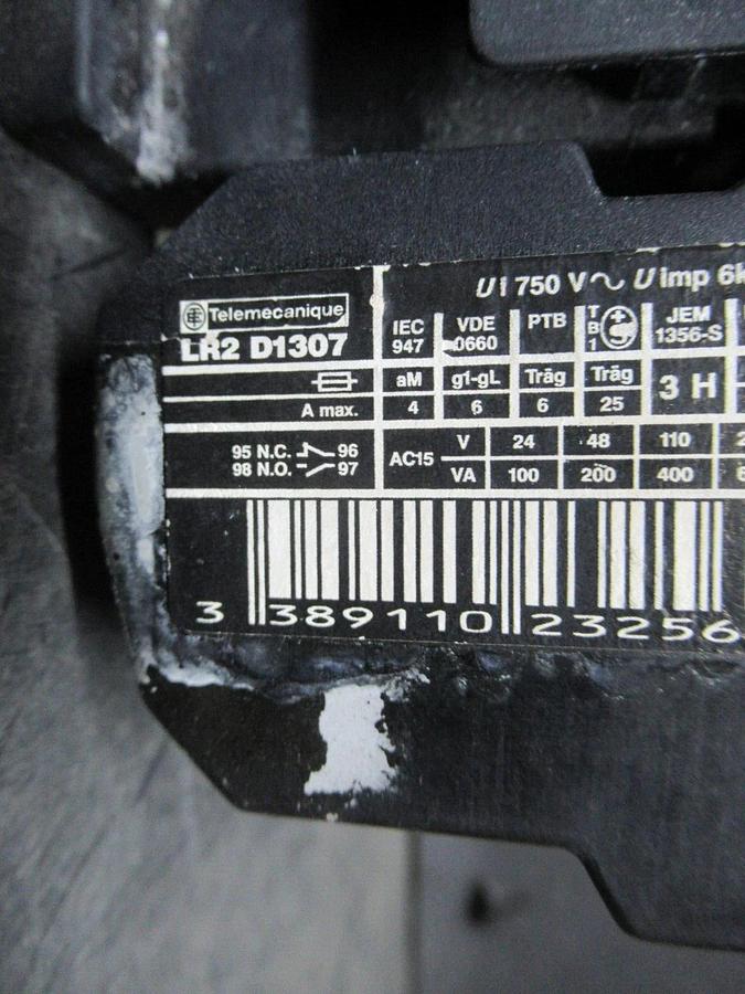 Used TELEMECANIQUE STARTER LC1D1206 W/ OVERLOAD RELAY LR2-D1307 **WARRANTY INCLUDED**