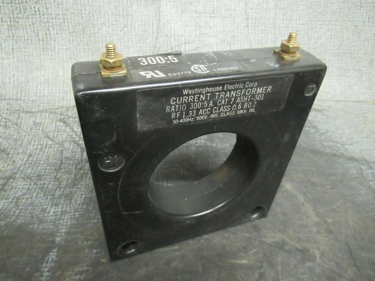 Used WESTINGHOUSE CURRENT TRANSFORMER ASHT-301 300:5 50-400 HZ 600 VOLTS