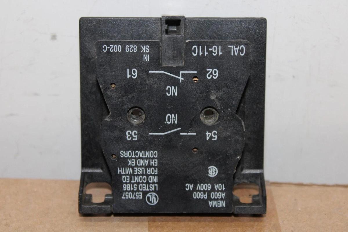 Used ABB AUXILIARY CONTACT BLOCK CAL-16-11C SK-829-002-C 10 AMP 600 VAC *WARRANTY*