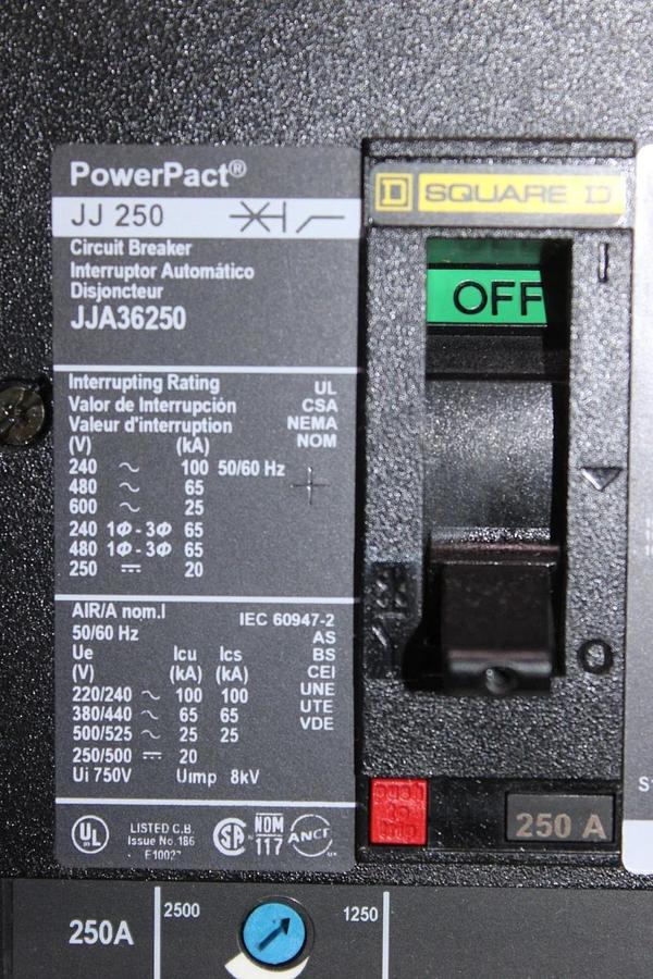 NIB SQUARE D POWERPACT I-LINE CIRCUIT BREAKER JJA36250 250 AMP 600 VAC 3-POLE